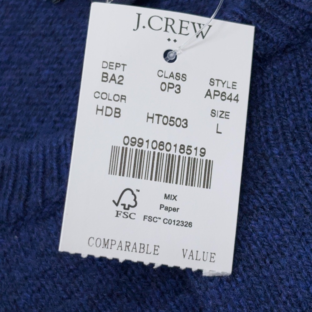 J.Crew Sweater Mens Large Heathered Blue Henley Lambswool Blend Raglan Pullover - Picture 6 of 10